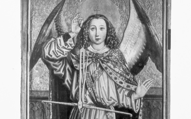 Szepeshely, Szent Márton-templom, Szent Mihály-oltár (MÉM MDK, Műemlékvédelmi Dokumentációs Központ, Fotótár, ltsz. 012.918P)