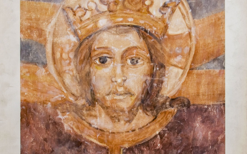 Csetnek, ev. templom, Volto Santo. Gróh István akvarellmásolata (MÉM MDK, Műemlékvédelmi Dokumentációs Központ, Tervtár, ltsz. FM 102)