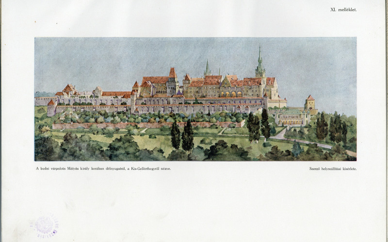 Lux Kálmán: A budai várpalota Mátyás király korában. Bp., 1920. XI. t. MÉM MDK, Könyvtár, Rakt. jelzet: 5490
