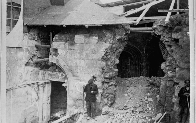 Esztergom, a palotakápolna feltárás közben, Lux Kálmán felvétele, 1930-as évek, 006.768P MÉM MDK Fotótár. 