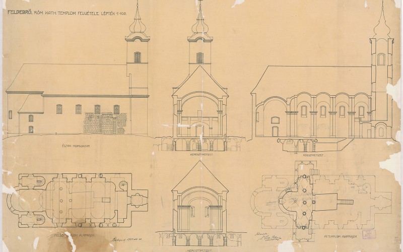 Feldebrő, római katolikus templom felmérési rajz, ceruza, Lux Kálmán, 1925, ltsz. 1693 MÉM MDK Tervtár. 