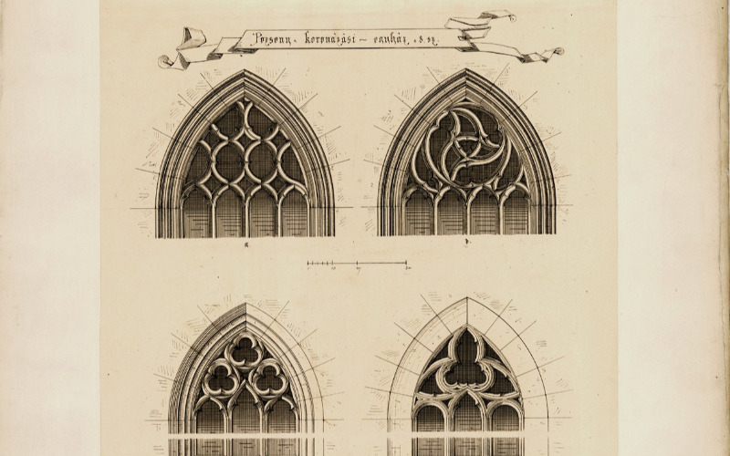 Könyöki József: A pozsonyi dóm ablakmérművei, 1878 (Tervtár, ltsz. K 7217)