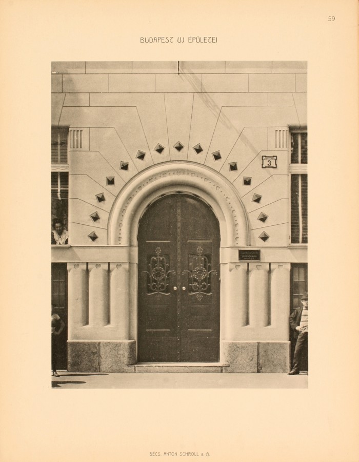 Budapest (IX. ker.), Mester u. 3. – Vágó László és Vágó József építészek, 1905. Bejárat, kapu