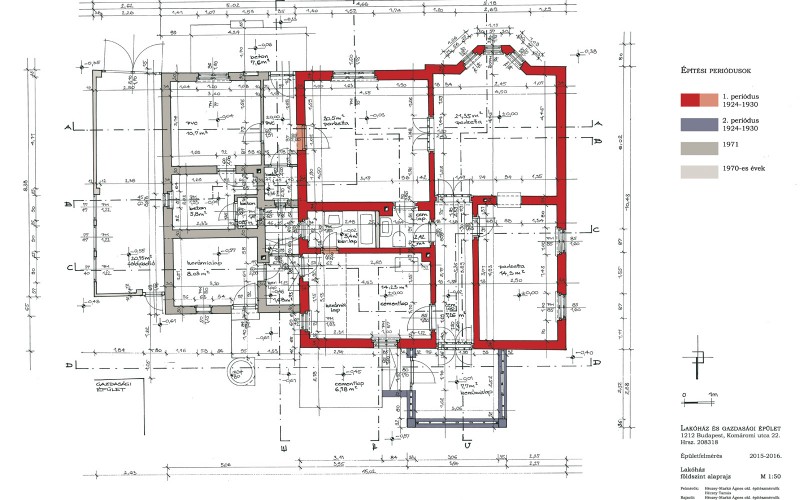 9.	kép: A főépület periodizált alaprajza az építészeti felmérés felhasználásával. 