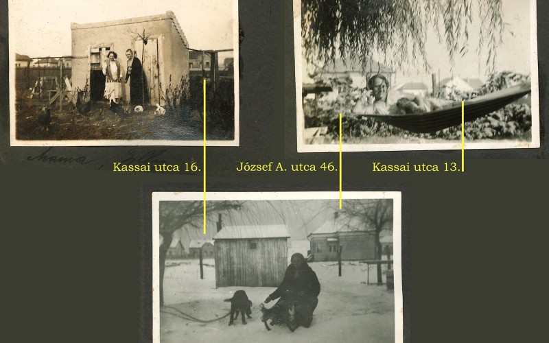 27.	kép: A ház udvaráról kelet felé tekintve, a háttérben a Kassai utca házai az 1920-as évek második felében. 