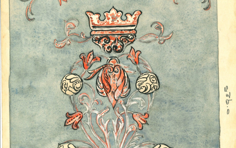 Gráf Károly: Dés, ref. templom, a karzatmellvéd festett táblája, 1913. Tervtár, ltsz. K 13232