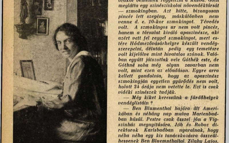 Várnay Marianne portréfotója „az első magyar építészmérnöknő” képaláírással a Színházi Élet 1924. július 13-i számában. Forrás: ADT Arcanum