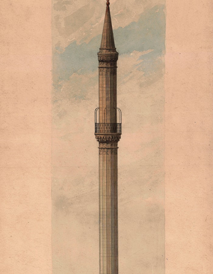 Eger, minaret, nézetrajz 1896. (Tervtár, ltsz. R 15964)