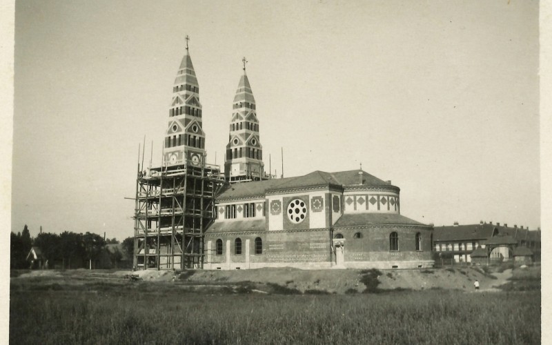 A templom külső látképe építés közben, 1930, Foerk Ernő hagyatéka, MÉM MDK, Múzeumi Osztály, ltsz.: 2021.1.384