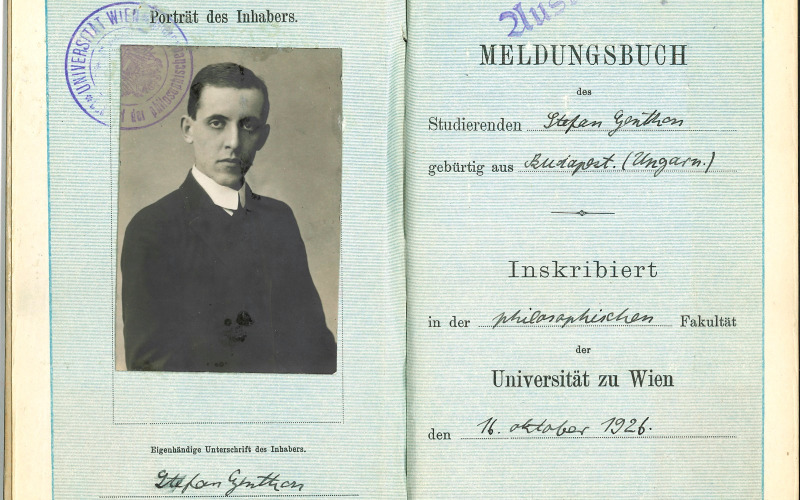 Genthon István leckekönyve a bécsi egyetemen Julius von Schlosser, Josef Strzygowski, Hans Tietze és Karl Maria Swoboda aláírásával, 1926–1927 (MÉM MDK Tudományos Irattár, Lymbus, Genthon István-hagyaték, ltsz. K 1645/3.)