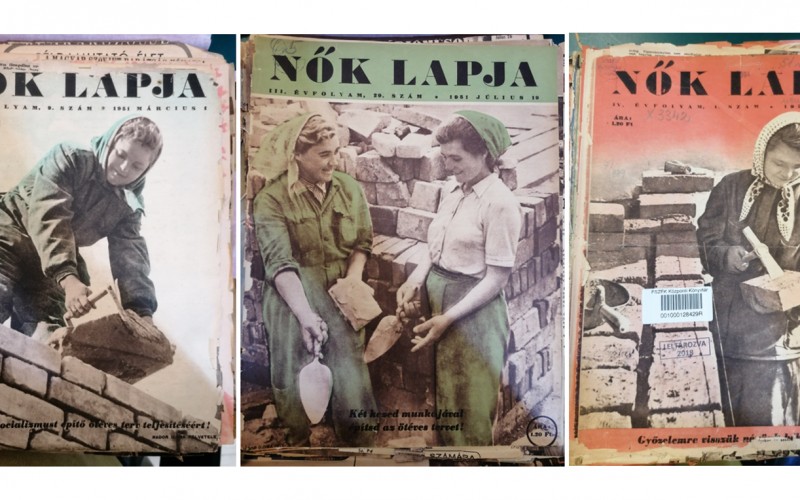 Boldog segédmunkáslányok a Nők Lapja címlapjain, az 1950-es évek első felében. A szerző fotója