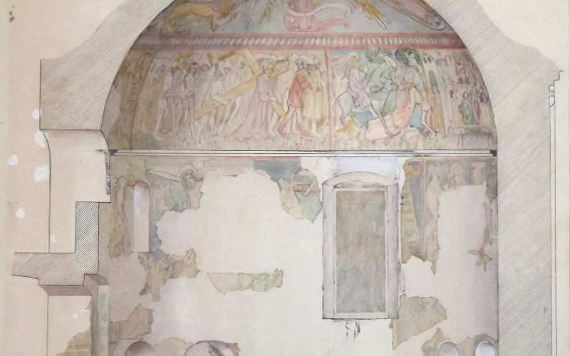 Nagytótlak, római katolikus templom, déli oldal falképei, 1905. (MÉM MDK, Tervtár, ltsz. FM 576)