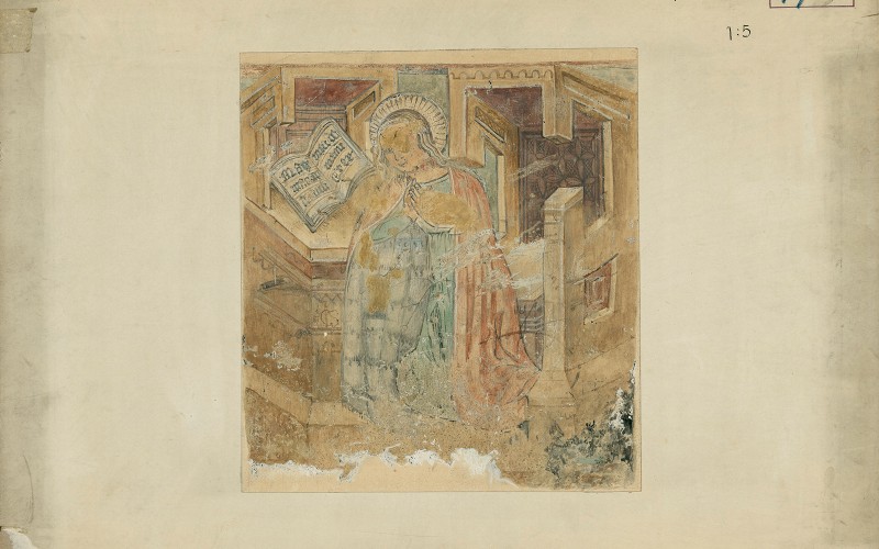 Velemér, római katolikus templom, Angyali üdvözlet részlete, 1906. (MÉM MDK, Tervtár, ltsz. FM 472)