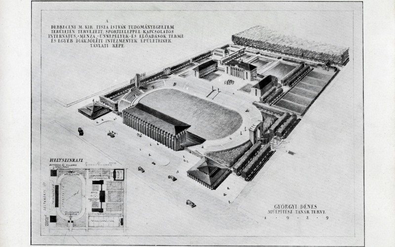 Sporttelep és diákjóléti épületek terve a Debreceni Tudományegyetem campusára. 1929. MÉM MDK Múzeumi Osztály