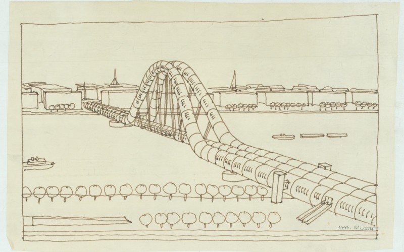 EXPO gyalogoshíd vázlata, 1994. MÉM MDK Múzeumi Osztály