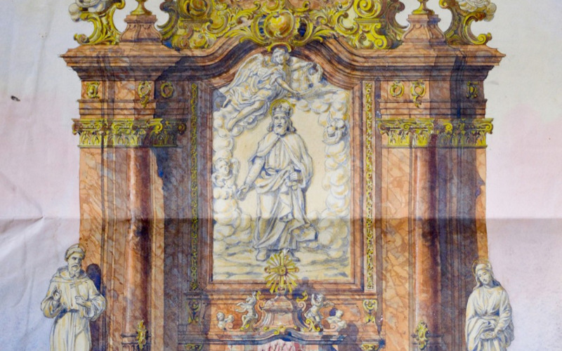 Sztrizs István neobarokk oltárterve (ltsz. R 81713)